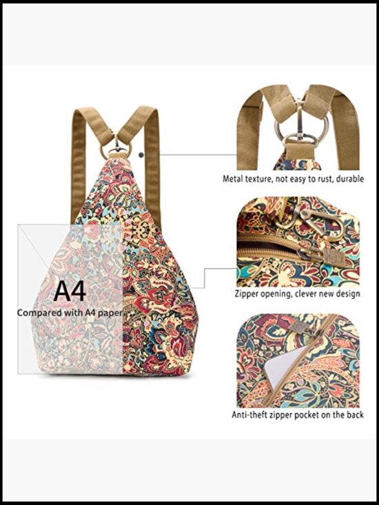 Bohemian Fashion Daypack Backpack, Casual Small Backpack Purse with Adjustable main image 5